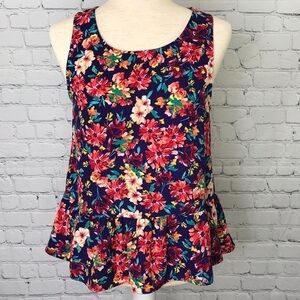 EVERLY Floral Peplum Tank Top sz S